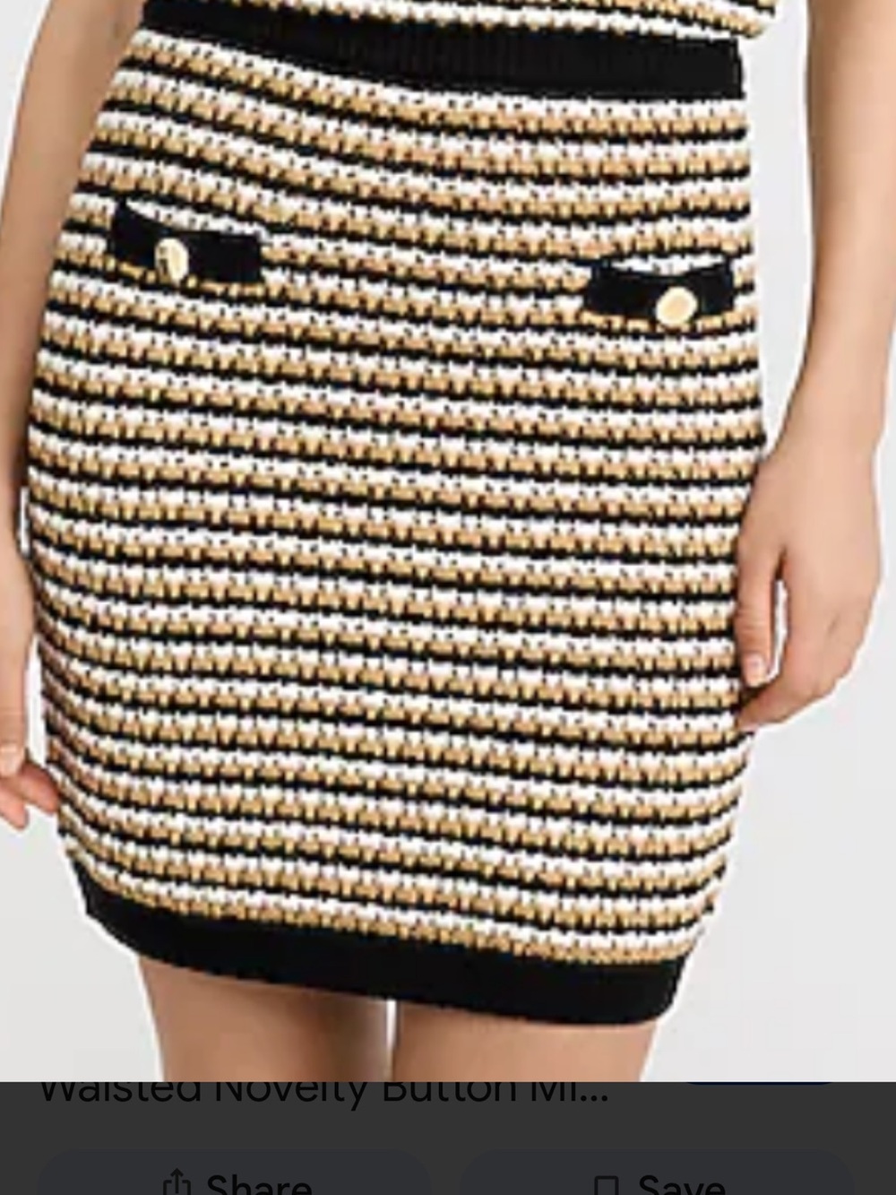 Express Striped Knit Pencil Skirt in Black, Cream & Gold